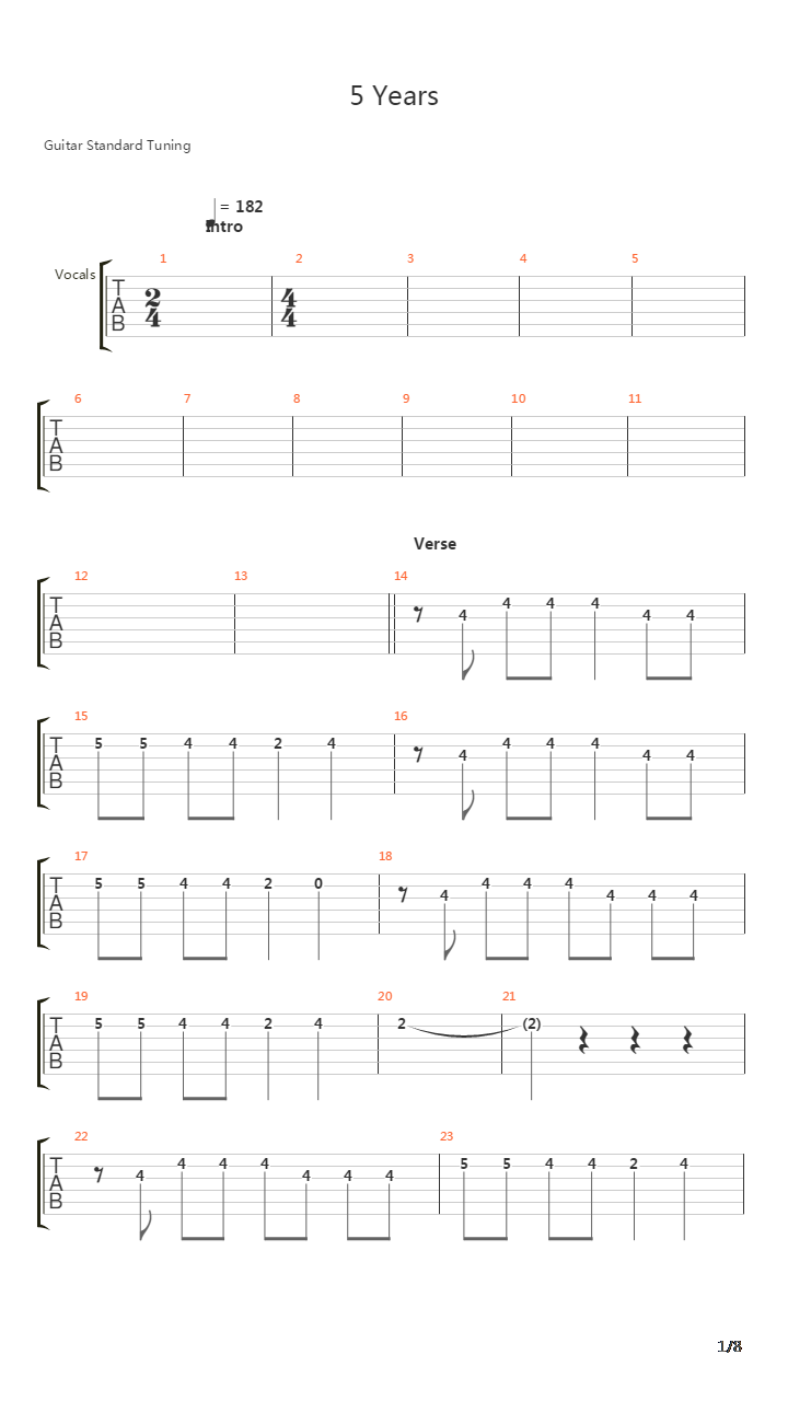 5 Years吉他谱