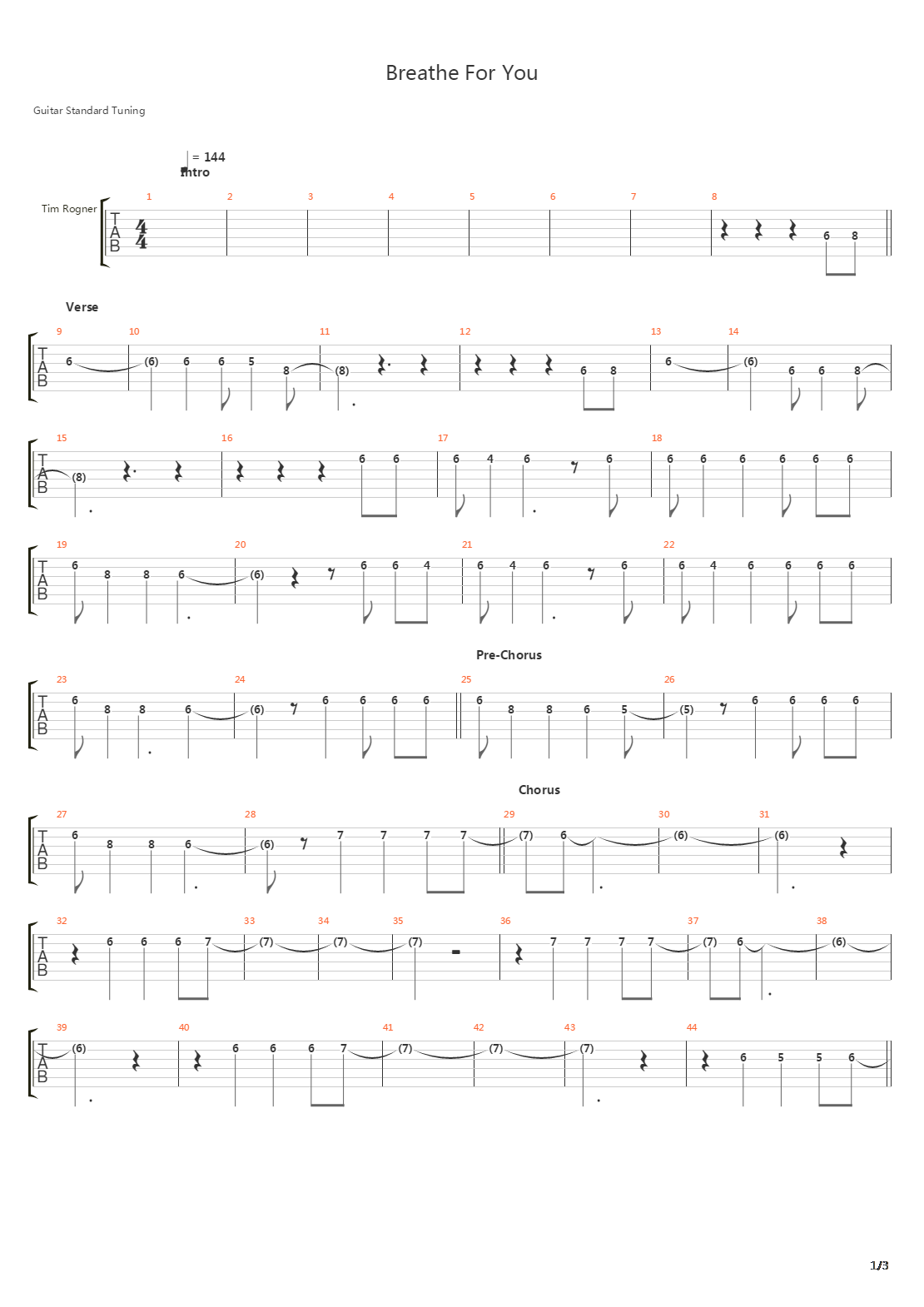 Breathe For You吉他谱