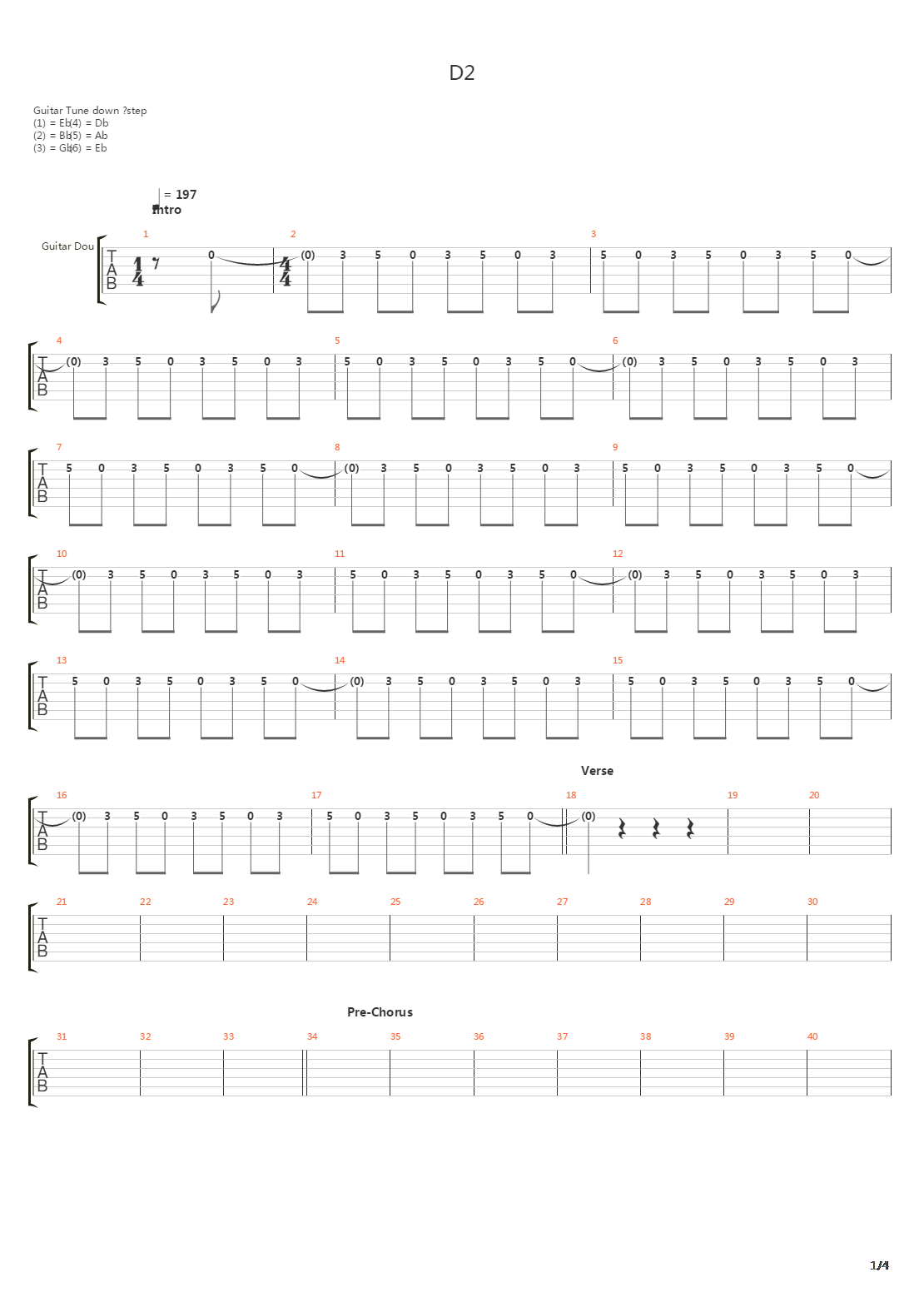 D2吉他谱