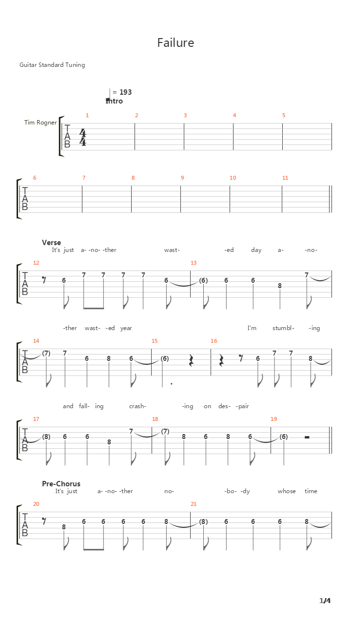 Failure吉他谱