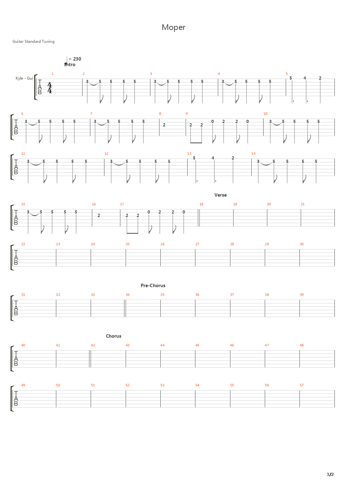 Moper吉他谱