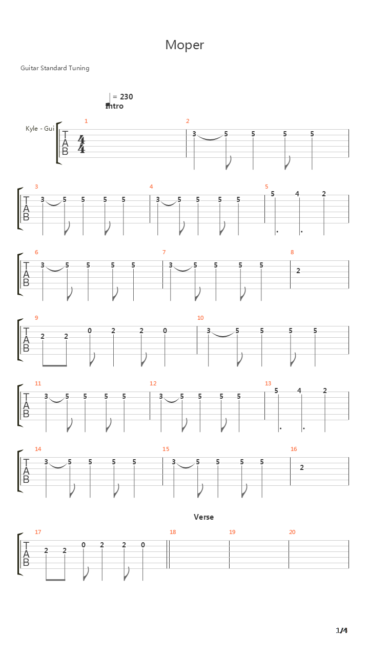 Moper吉他谱