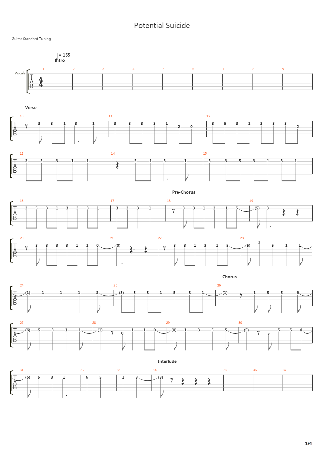 Potential Suicide吉他谱