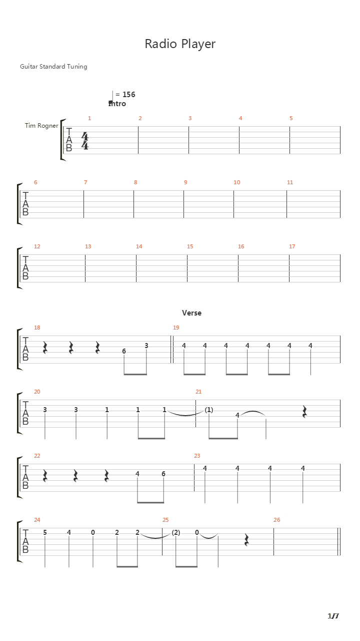 Radio Player吉他谱