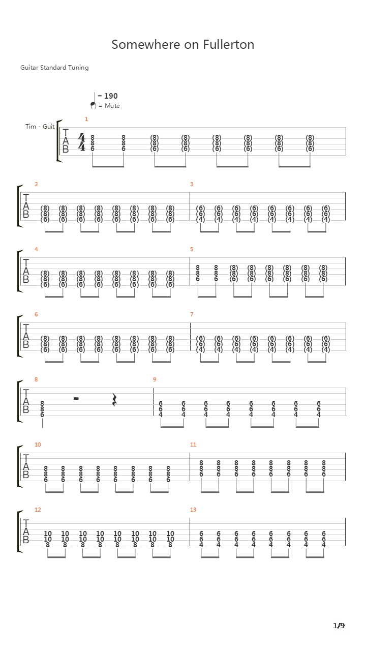Somewhere On Fullerton吉他谱