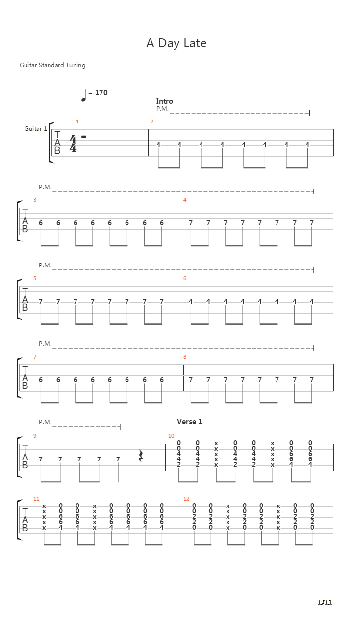 Day Late Friend吉他谱