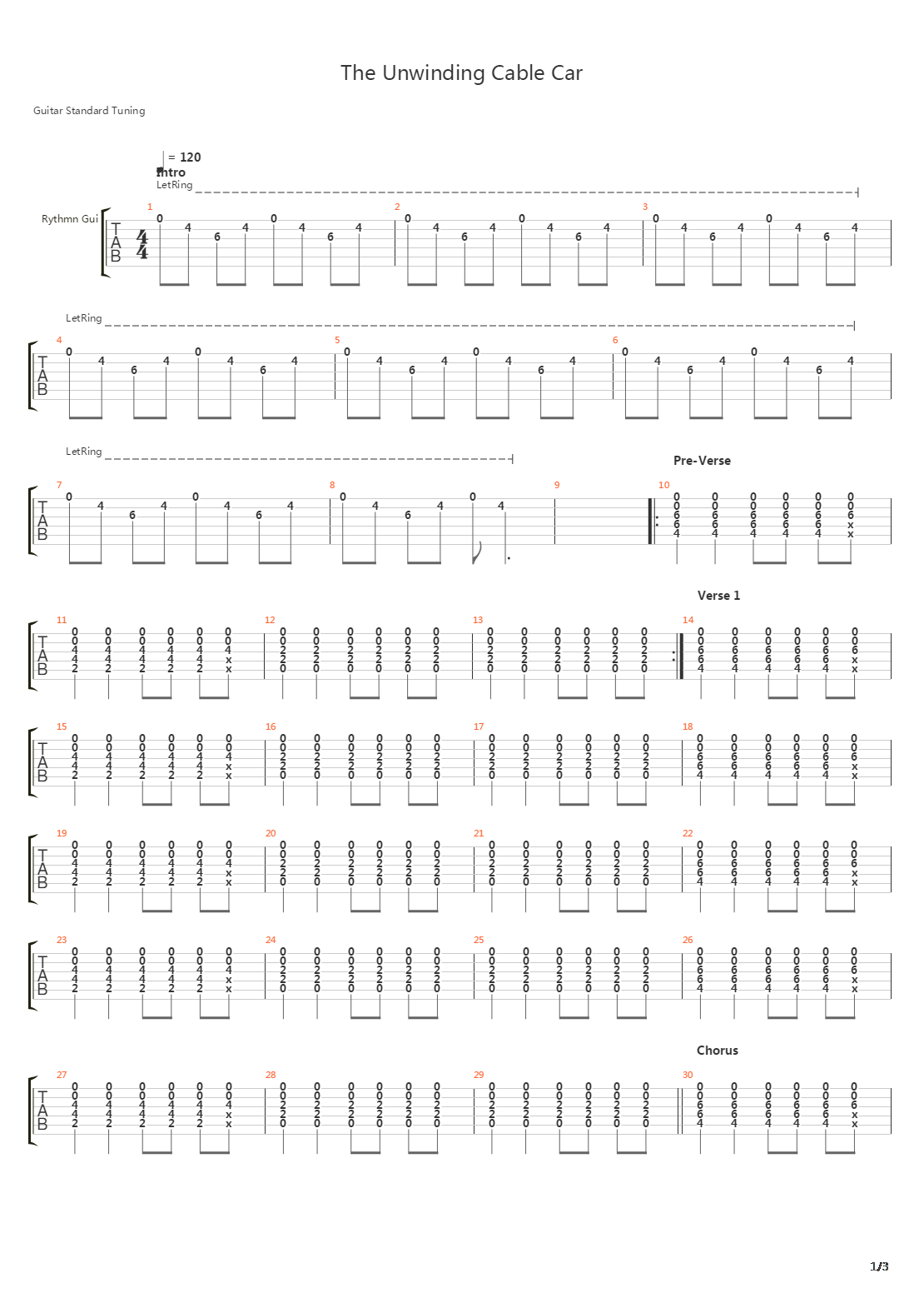 The Unwinding Cable Car吉他谱