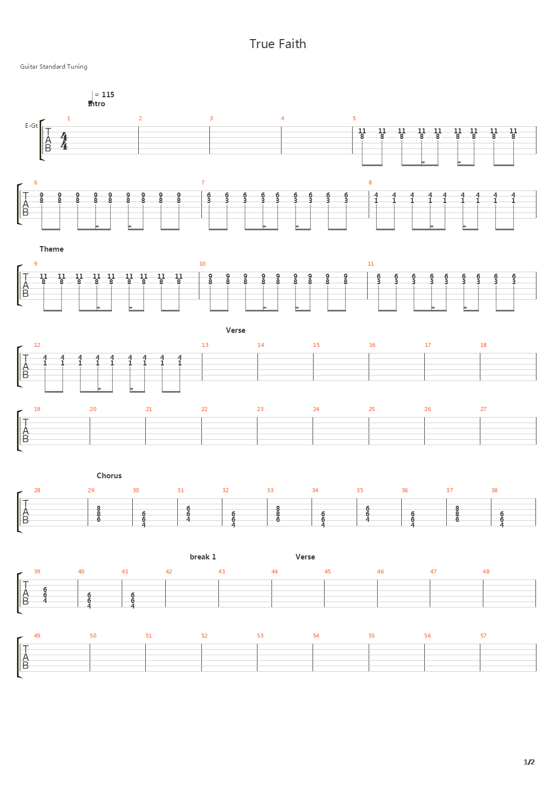 True Faith吉他谱