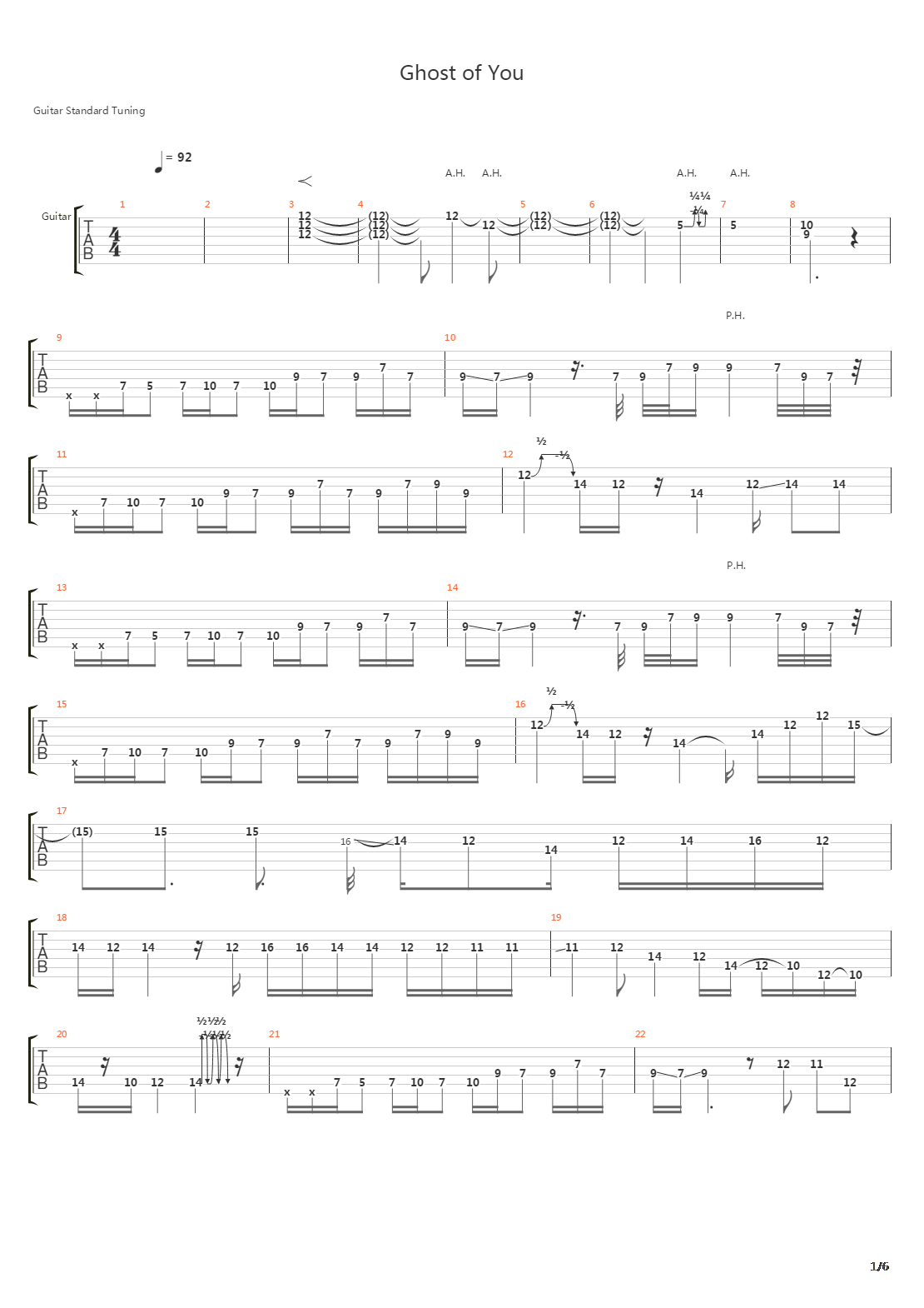 Ghost Of You吉他谱