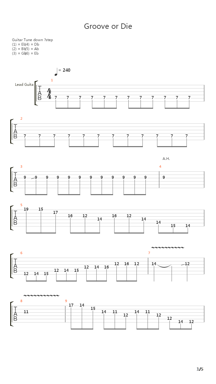Groove Or Die吉他谱