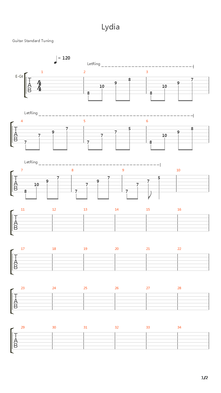 Lydia吉他谱