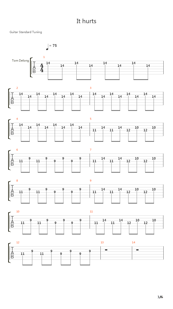 It Hurts吉他谱