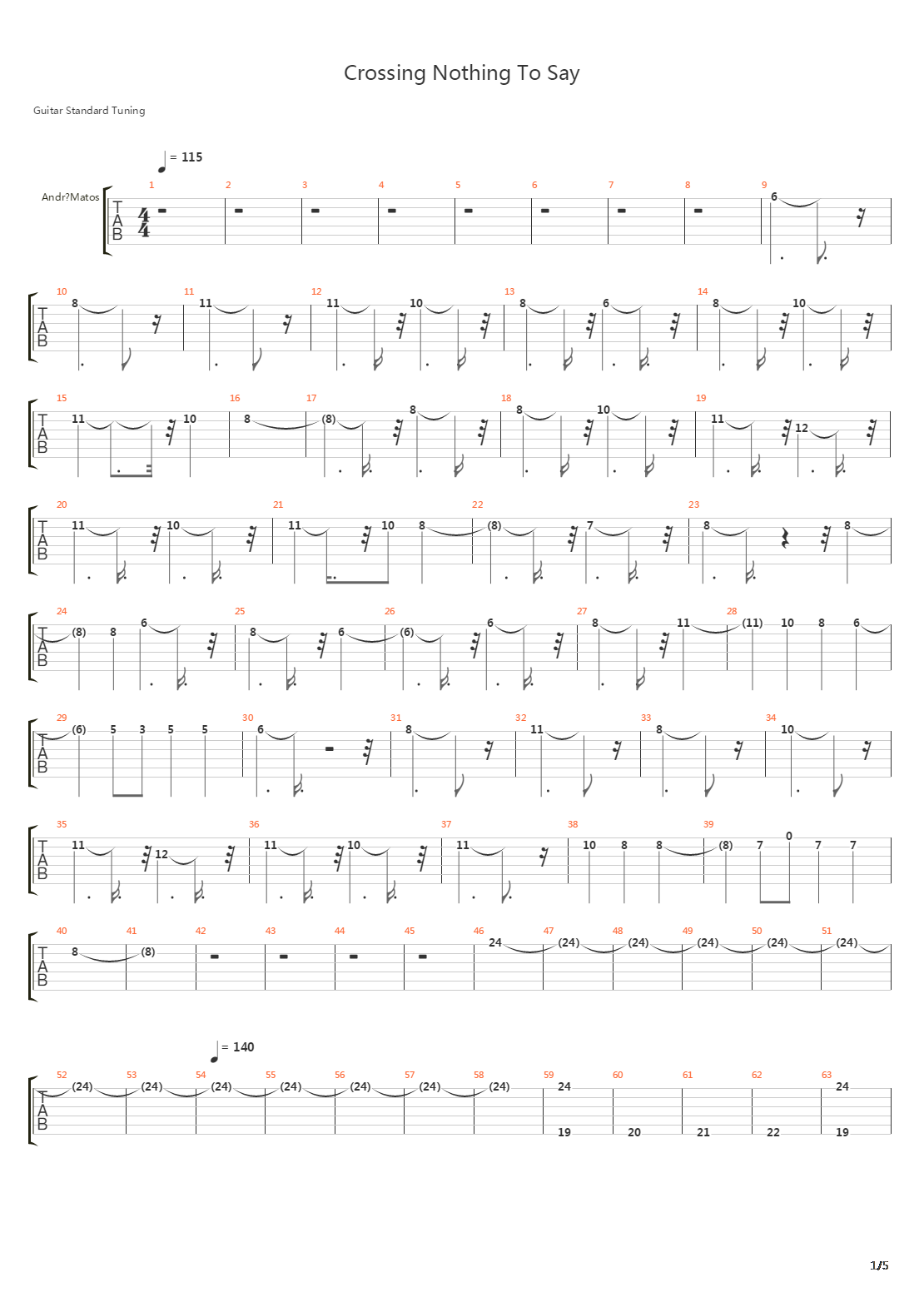 Crossing Nothing To Say吉他谱