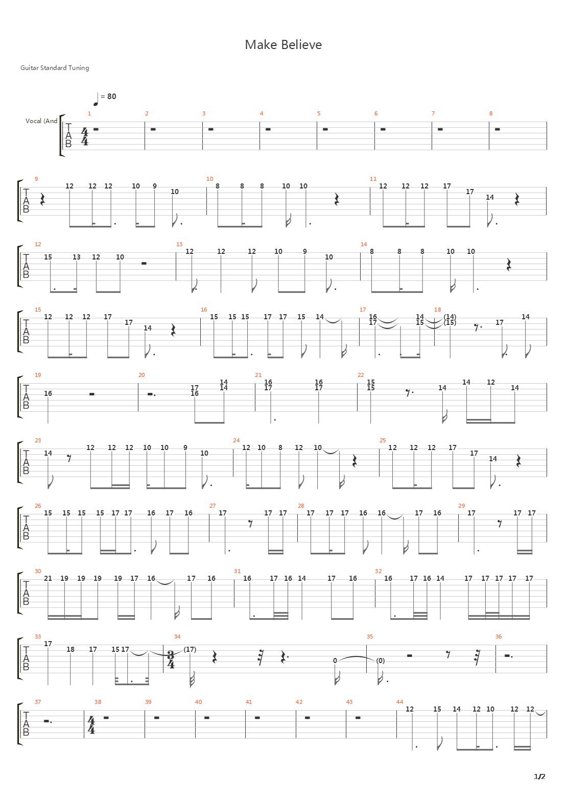 Make Believe吉他谱