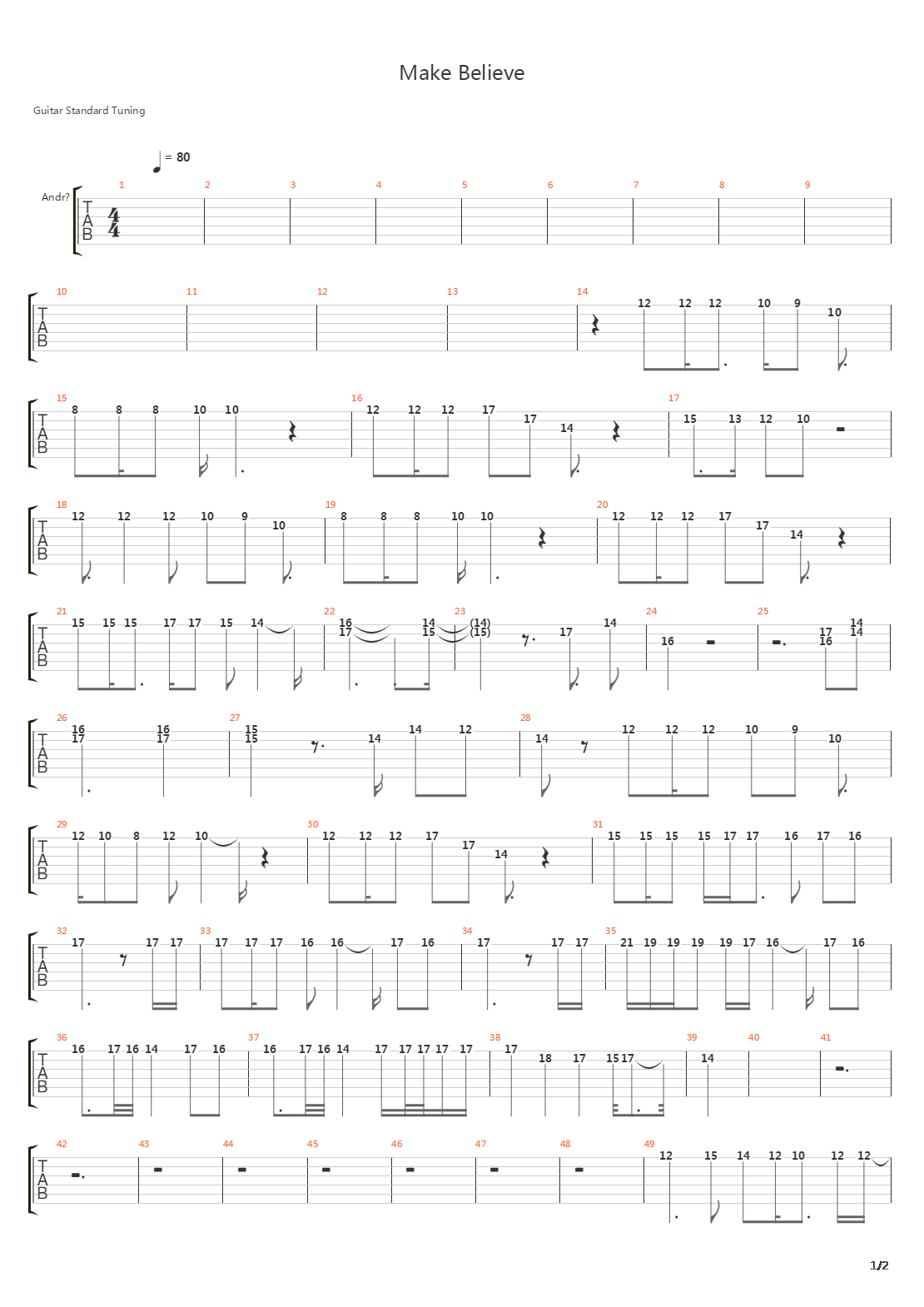 Make Believe吉他谱