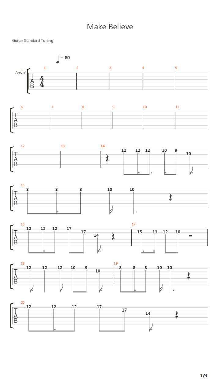 Make Believe吉他谱