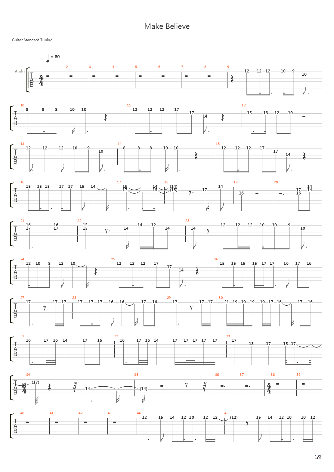 Make Believe吉他谱