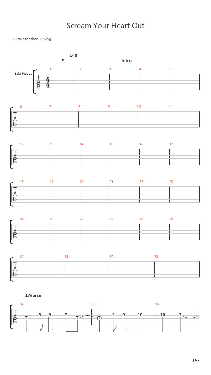 Scream Your Hearth Out吉他谱