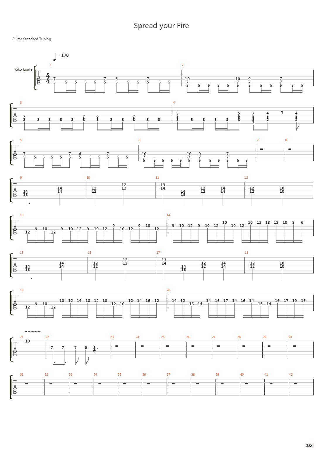 Spread Your Fire吉他谱