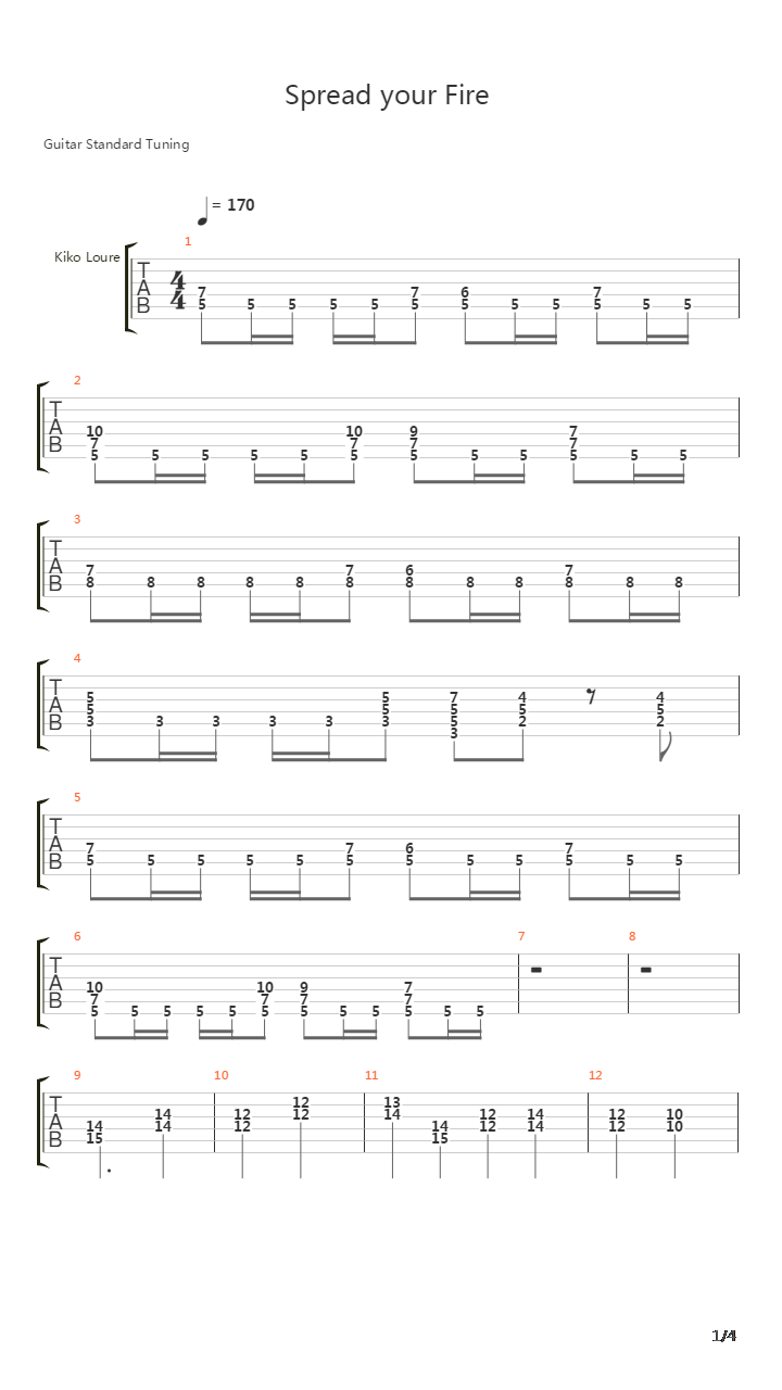 Spread Your Fire吉他谱