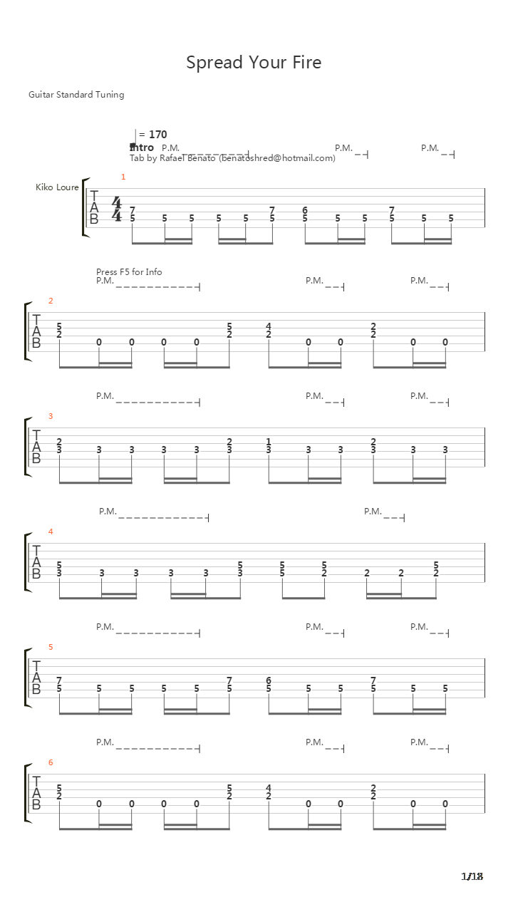 Spread Your Fire吉他谱