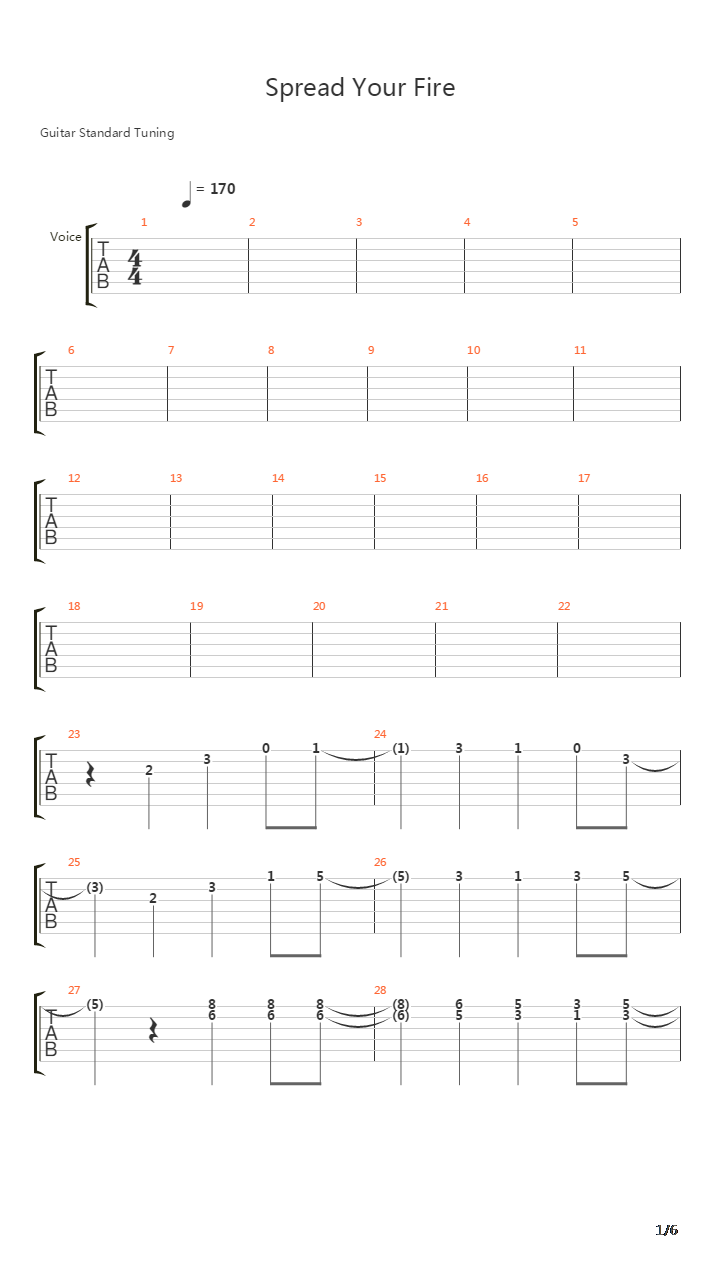 Spread Your Fire吉他谱