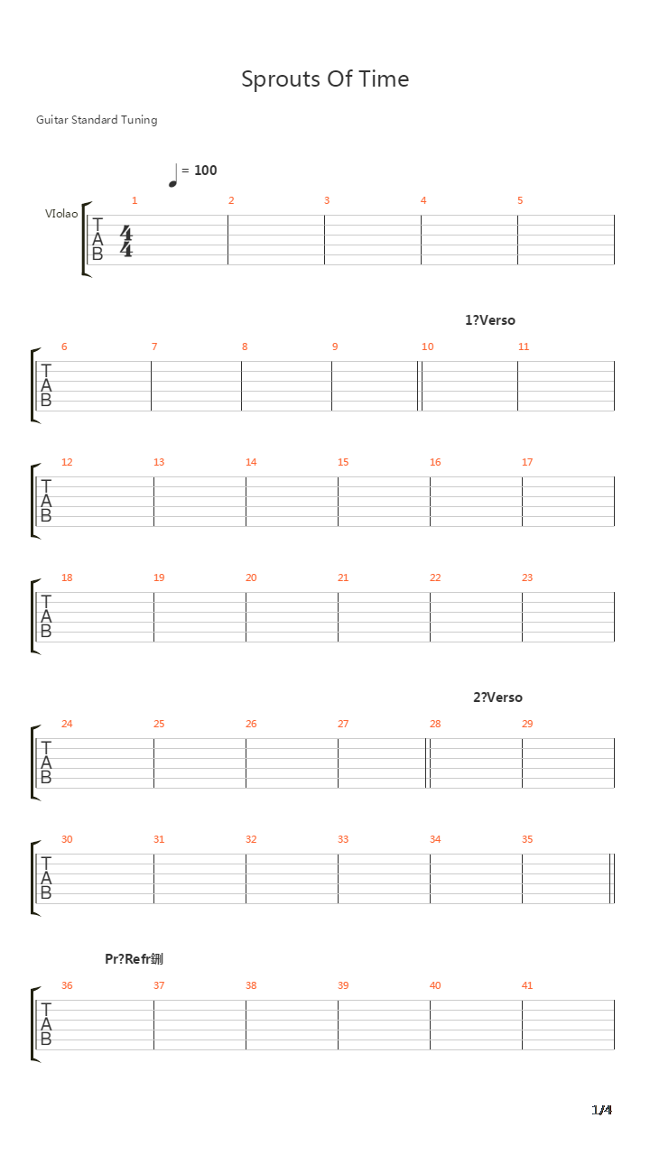 Sprouts Of Time吉他谱