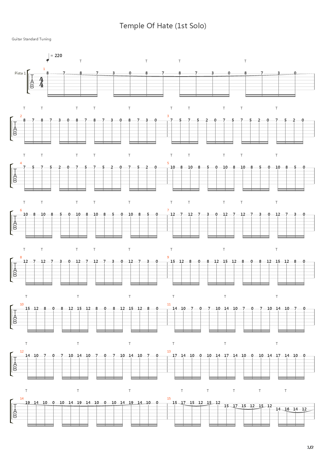 Temple Of Hate吉他谱