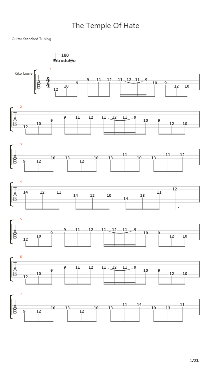 The Temple Of Hate吉他谱