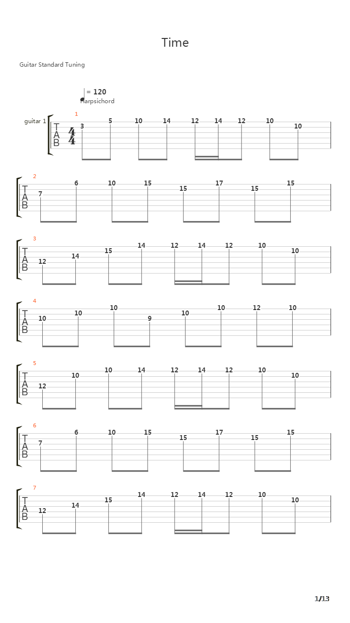 Time吉他谱