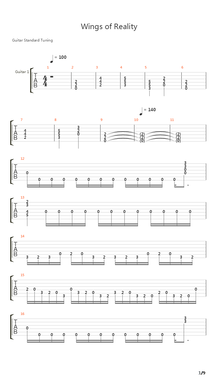 Wings Of Reality吉他谱