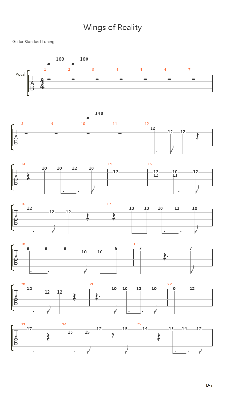 Wings Of Reality吉他谱