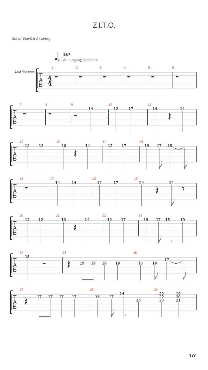 Zito吉他谱