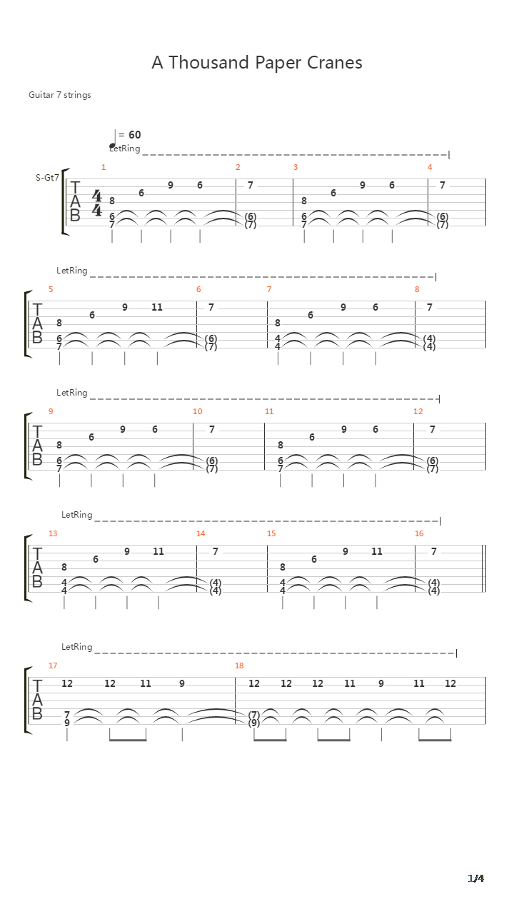 A Thousand Paper Cranes吉他谱
