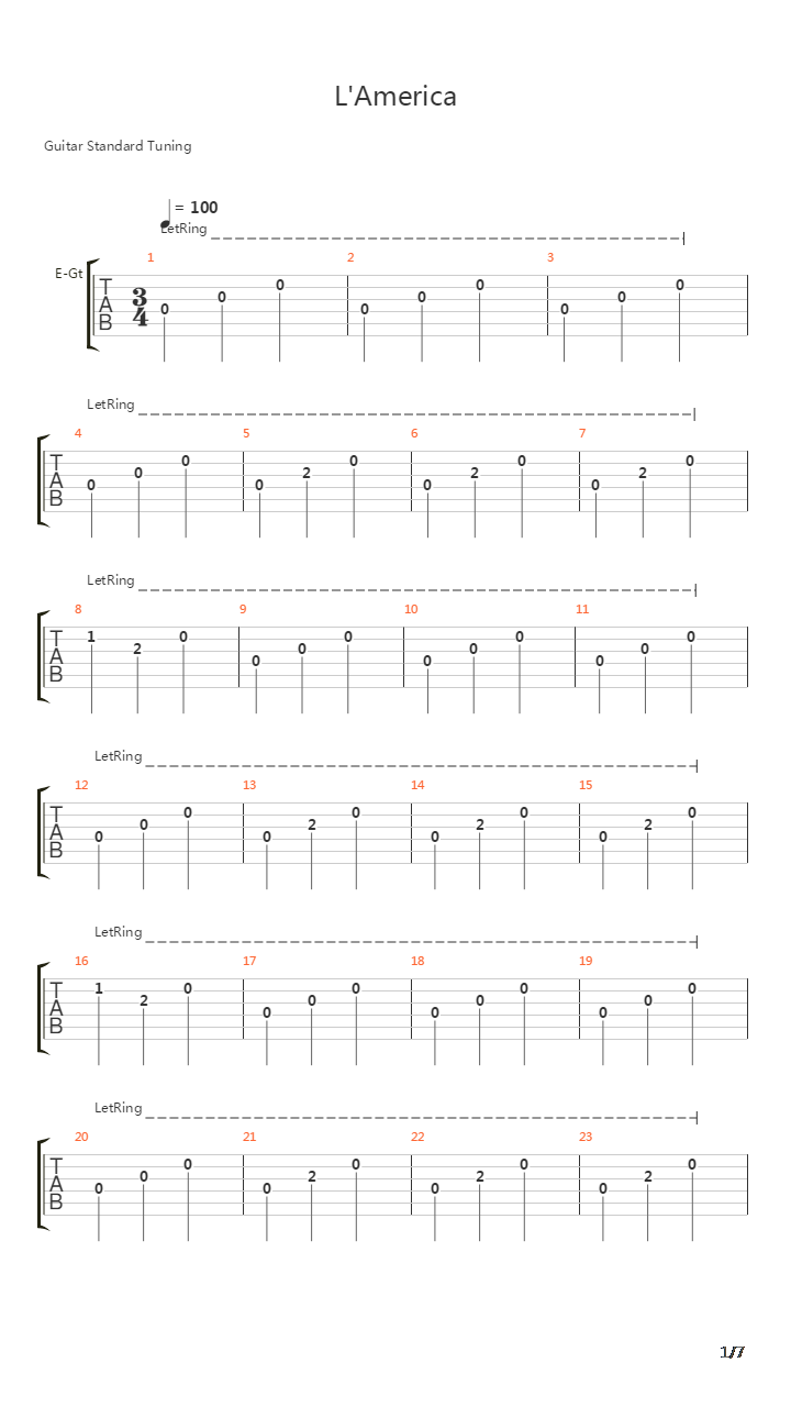 Lamerica吉他谱