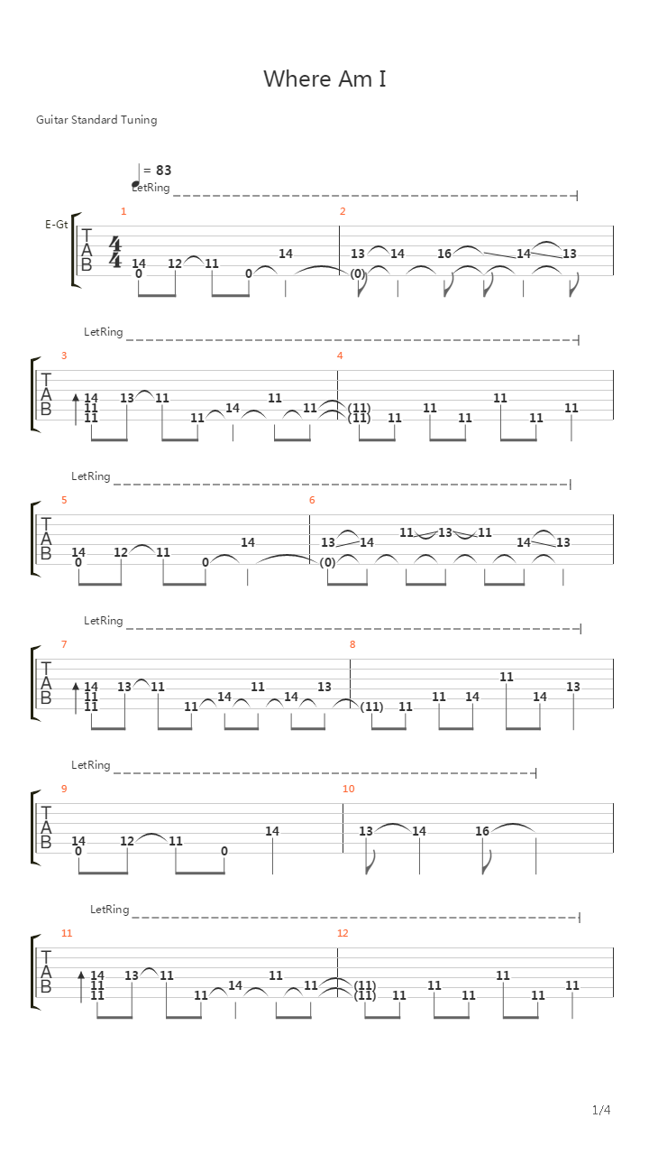 Where Am I吉他谱