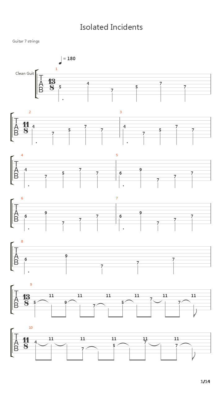 Isolated Indicents吉他谱