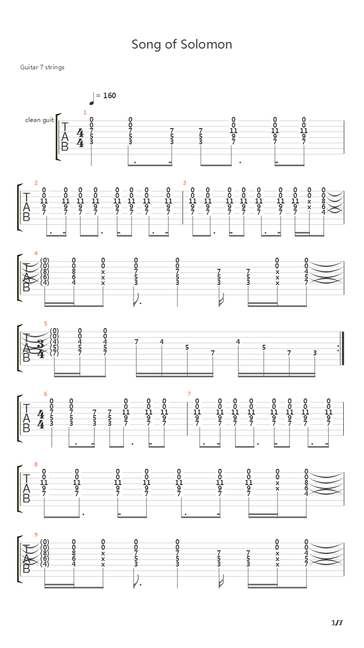 Song Of Solomon吉他谱