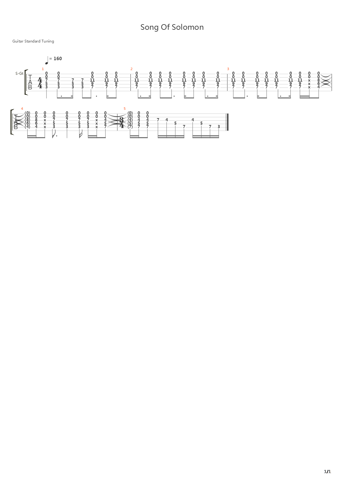 Song Of Solomon吉他谱