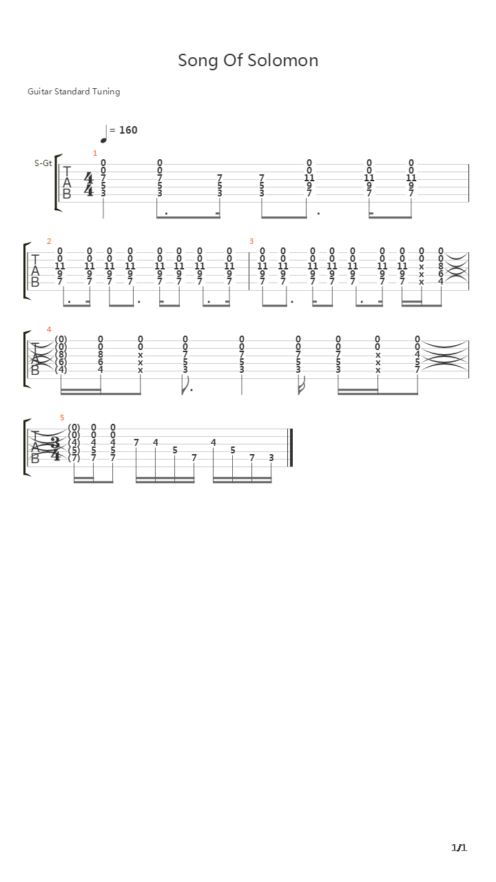 Song Of Solomon吉他谱