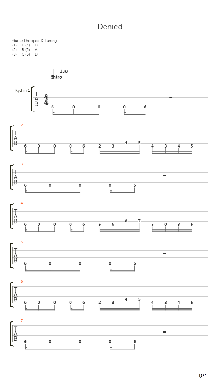 Denied吉他谱