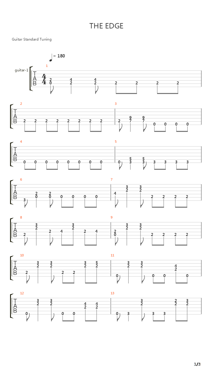 Edge吉他谱