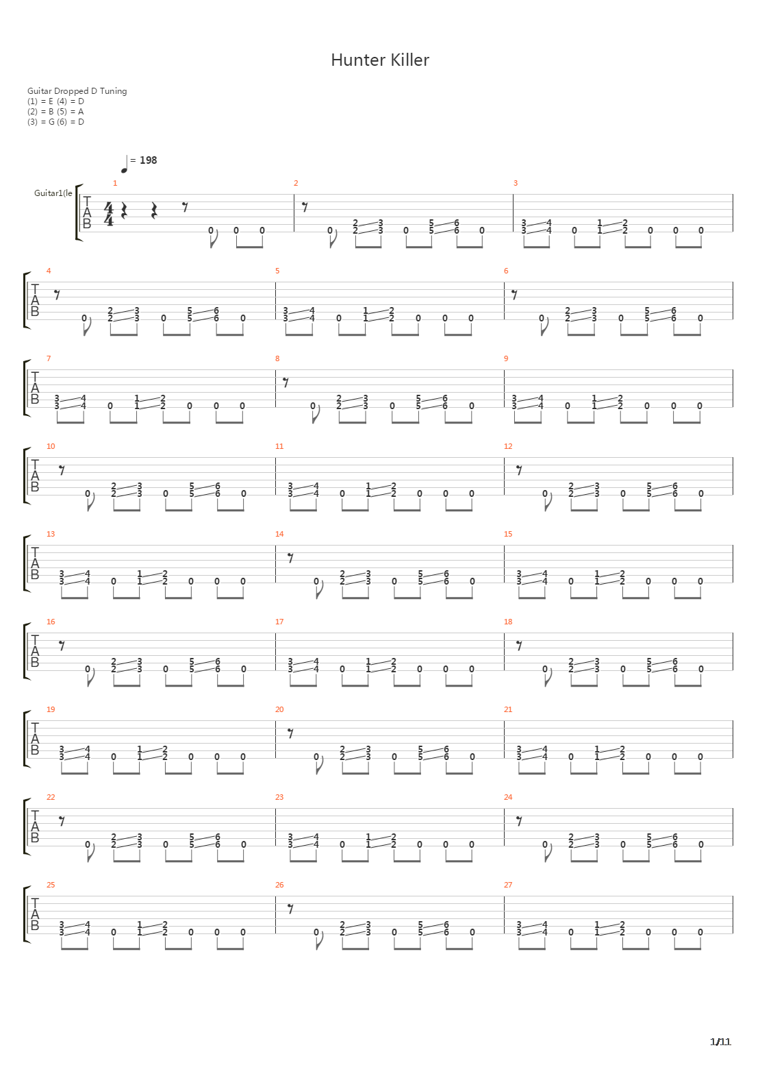 Hunter Killer吉他谱