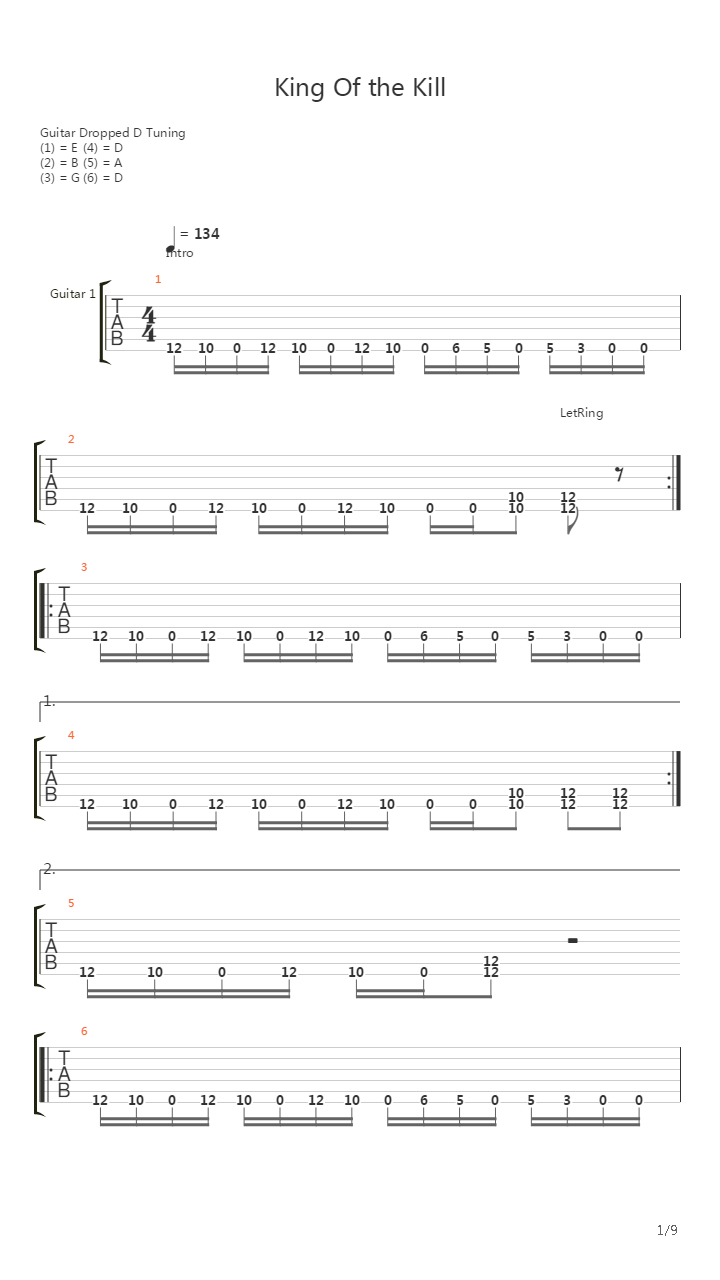 King Of The Kill吉他谱