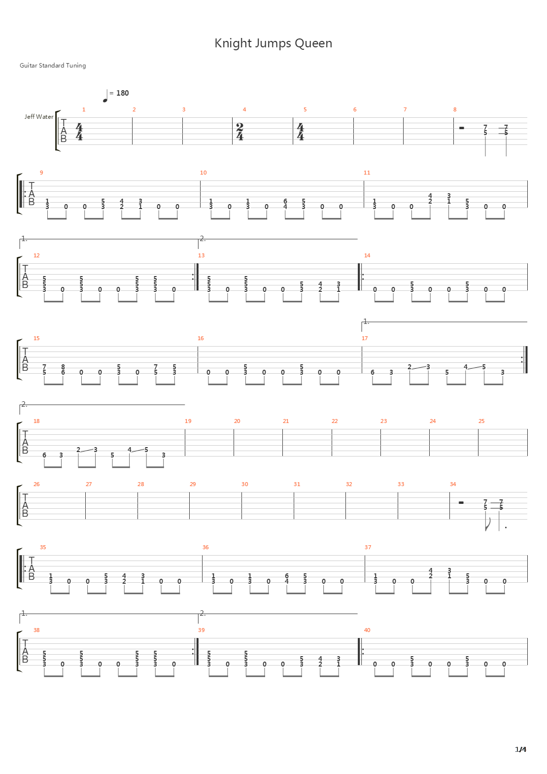 Knight Jumps Queen吉他谱