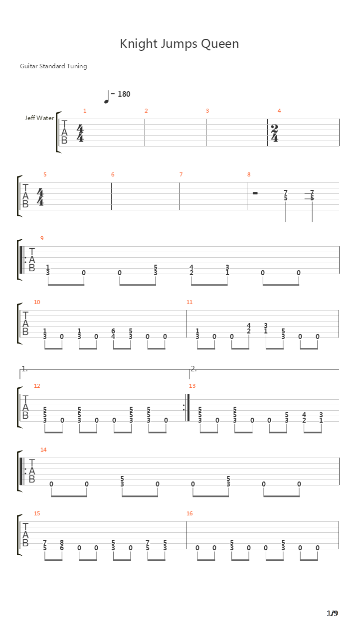 Knight Jumps Queen吉他谱