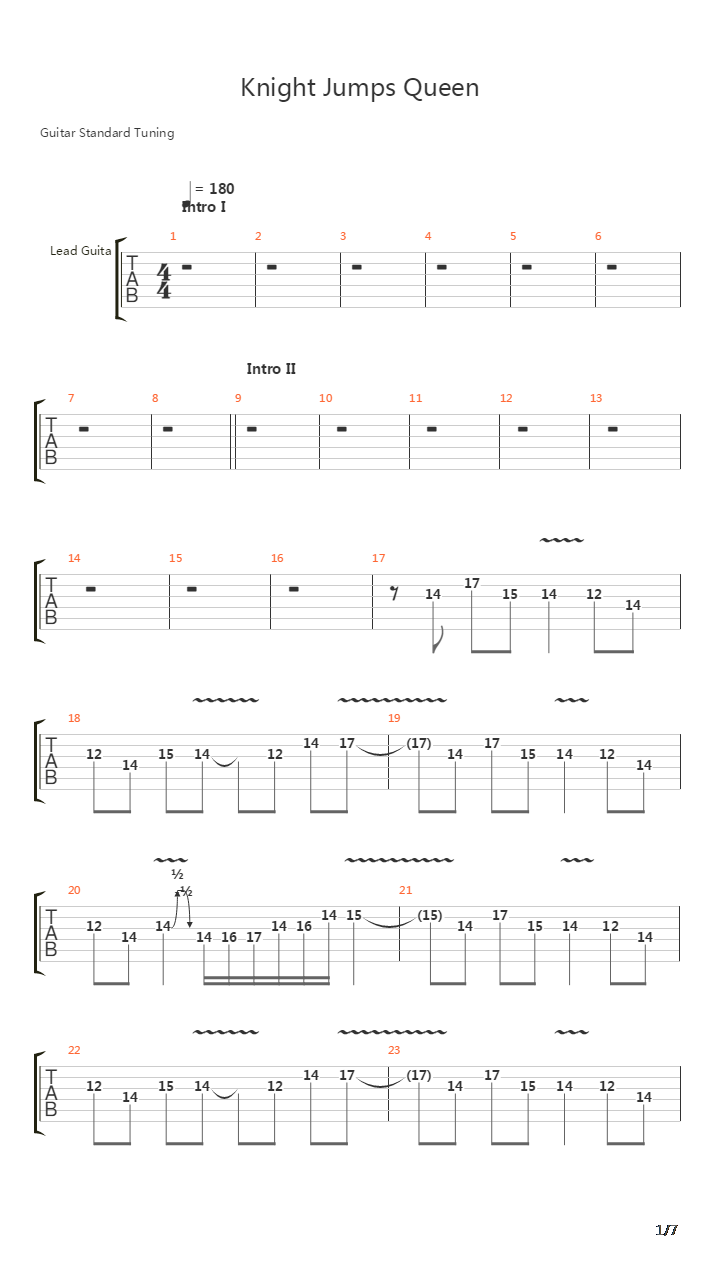 Knight Jumps Queen吉他谱