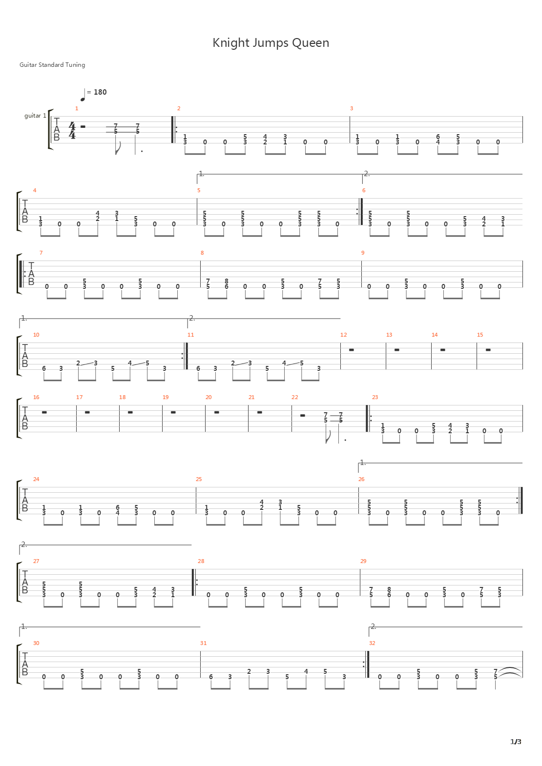 Knight Jumps Queen吉他谱