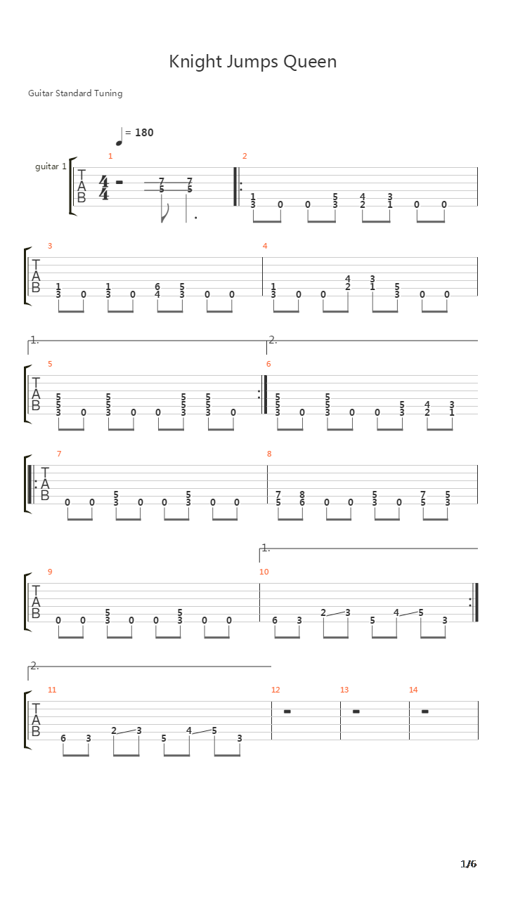 Knight Jumps Queen吉他谱