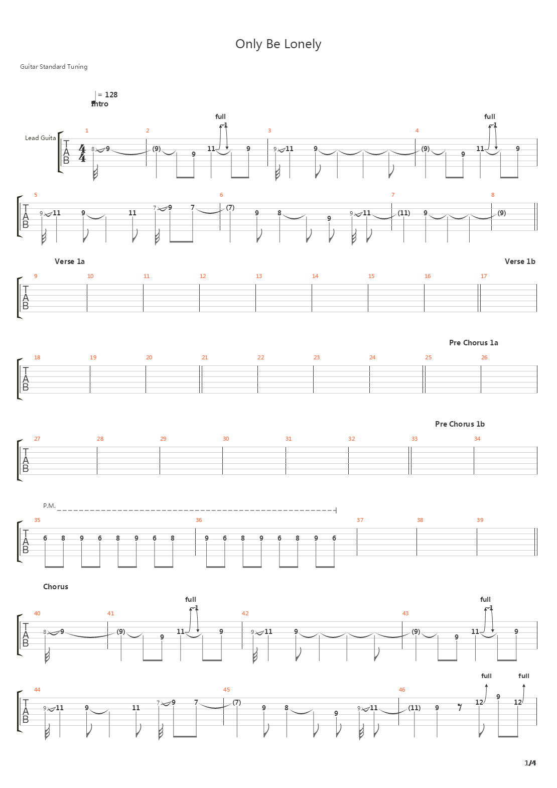 Only Be Lonely吉他谱